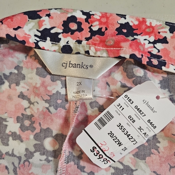 CJ Banks Maxi Skirt Floral Print Navy Pink White Size 2X Women's - Picture 6 of 7